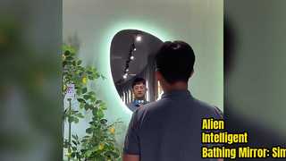 Alien Intelligent Bathing Mirror: Simple Touch-Lit Art Mirror for Vanity, Wall-Mounted Irregular Wat