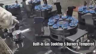 Built-in Gas Cooktop 5 Burners Tempered Glass Surface Electronic Ignition Mechanical Knob Control Hi