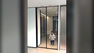 GRH titanium magnesium aluminum alloy kitchen balcony sliding door extremely narrow edge three linka