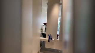 Internet celebrity lake with irregular design, full body mirror hanging on the wall, irregular wall