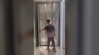 GRH One line minimalist extremely narrow edge two linkage matte black glass isolation sliding door k