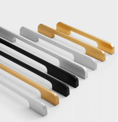 GRH Furniture Bedroom Kitchen Hardware Brushed Gold No Slotting Metal Long Handle Aluminum Pull Handles