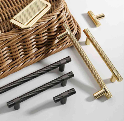 Luxury Brass Gold Knurled Kitchen Cupboard And Wardrobe Door Furniture Cabinet And Bathroom Drawer Pull Handle