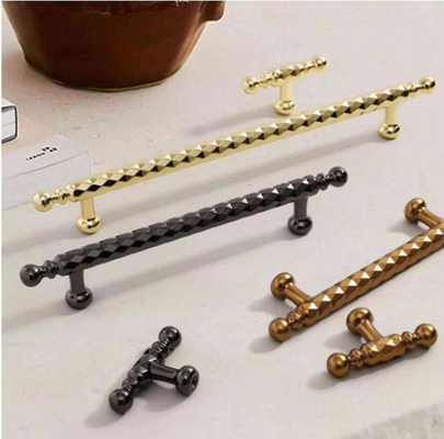 Luxury Brass Gold Knurled Kitchen Cupboard And Wardrobe Door Furniture Cabinet And Bathroom Drawer Pull Handle