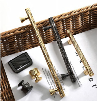 Luxury Brass Gold Knurled Kitchen Cupboard And Wardrobe Door Furniture Cabinet And Bathroom Drawer Pull Handle