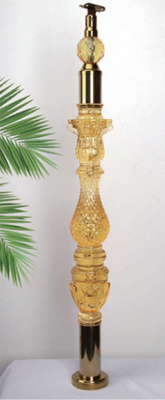 Acrylic Crystal Baluster Clear Transparency Handrail Customized Size Luxury Gold Decorative Acrylic Stai