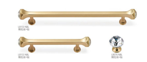 New European Style Luxury Zinc Alloy Brushed Nickel Gold Straight Bar Cabinet Door Hardware Interior Closet Knurled Hand