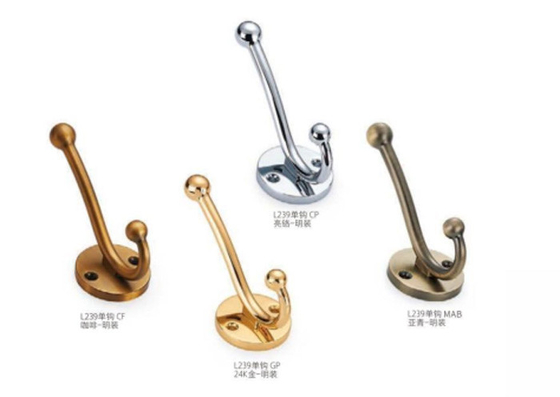 Wholesale Zinc Alloy Metal Decorative Clothes Mounted Gold Coat Hook