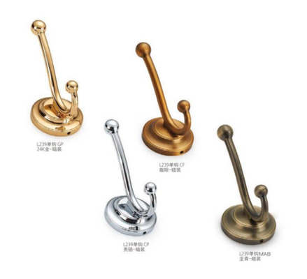 Wholesale Zinc Alloy Metal Decorative Clothes Mounted Gold Coat Hook