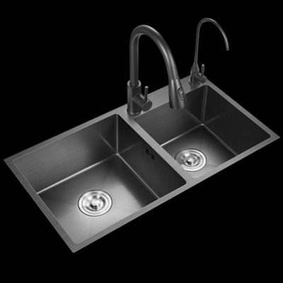 Wholesale Simple Design Custom Modern Rectangular Metal Brass Chrome Double Kitchen Sink For Home Use