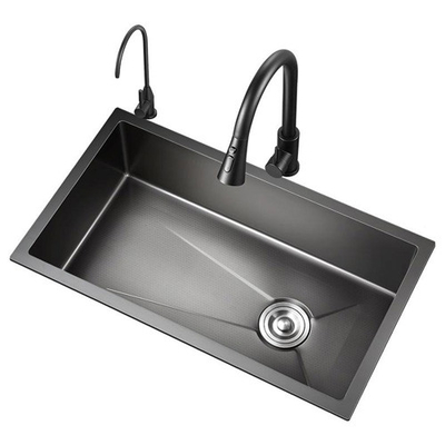 2024 Stainless Steel Kitchen Sink With 2 Piano Key Led Waterfall Faucet Large Single Slot Bionic Honeycomb Black Wash Ba