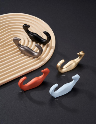 Modern Gold Black Cloth Coat Wall Hooks Hangers Heavy Duty Zinc Alloy Metal Wall Mounted Double Prongs