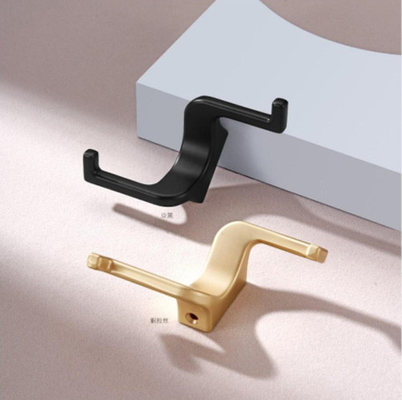 Modern Gold Black Cloth Coat Wall Hooks Hangers Heavy Duty Zinc Alloy Metal Wall Mounted Double Prongs