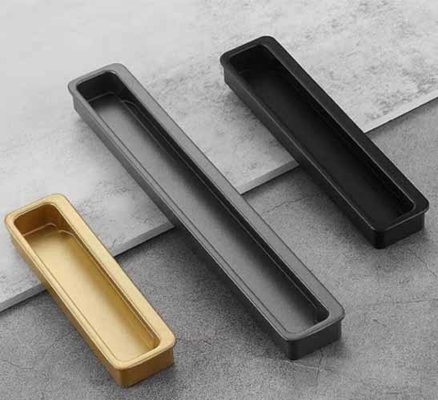 Concealed Aluminum Alloy Handles Office Bathroom Center Cabinet Door Buckle Knobs Pulls Matte Black Furniture Handle
