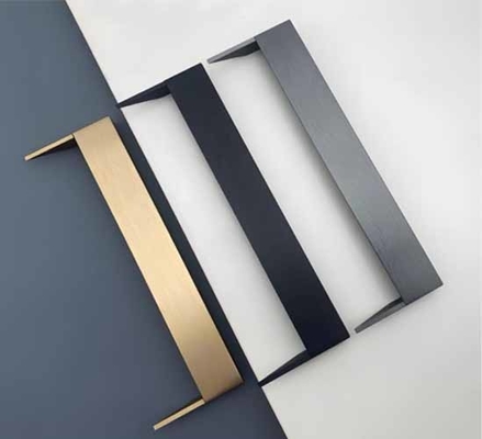 Concealed Aluminum Alloy Handles Office Bathroom Center Cabinet Door Buckle Knobs Pulls Matte Black Furniture Handle