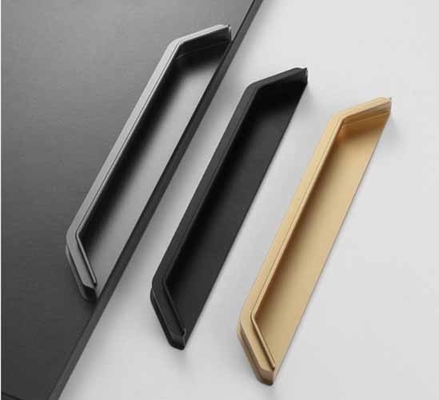 Aluminum Alloy Drawer Wardrobe Slotted Embedded Concealed Furniture Cabinet Door Pull Handle