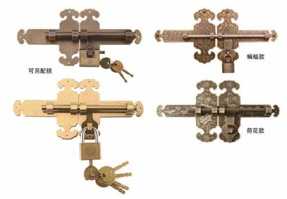 Chinese-Style Courtyard Garden Gate Bolt High Security Antique-Style Copper Door Latch With Round Corner Latch Faceplate
