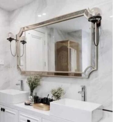 Customized French Room Decorative Large Mirror Wavy Mirror Design Wooden Frame Irregular Shape Dressing Mirror