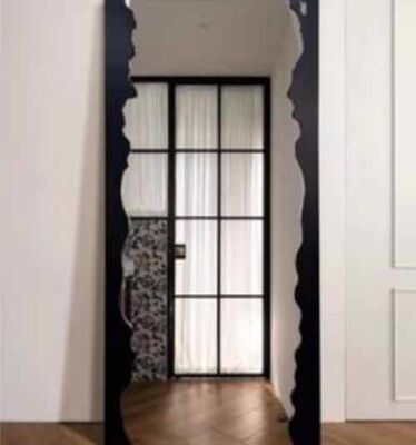 Customized French Room Decorative Large Mirror Narure Espejos Wavy Mirror Design Wooden Frame Irregular Shape Dressing Mirror