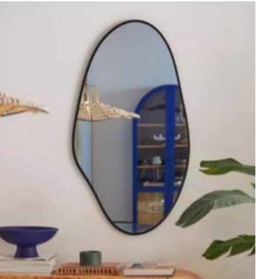 Modern Luxury Villa Hotel Accent Golden Decorative Mirror Bedroom Bathroom Wood Frame Irregular Shape Wall Mirror Furniture