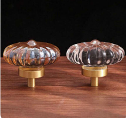 Popular Style Multi Color Transparent Crystal Glass Luxury Furniture Cabinet Door Pull Round Diamond Drawer Knob