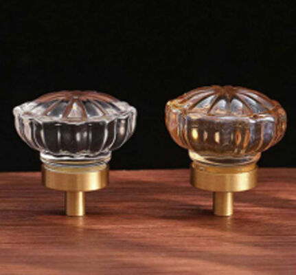 Popular Style Multi Color Transparent Crystal Glass Luxury Furniture Cabinet Door Pull Round Diamond Drawer Knob