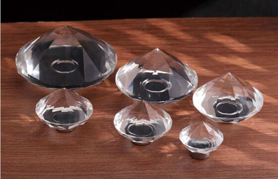 Popular Style Multi Color Transparent Crystal Glass Luxury Furniture Cabinet Door Pull Round Diamond Drawer Knob