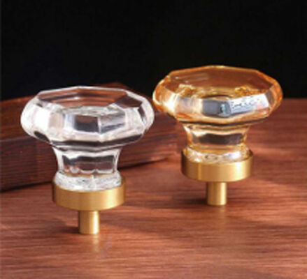 Popular Style Multi Color Transparent Crystal Glass Luxury Furniture Cabinet Door Pull Round Diamond Drawer Knob