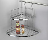 Silver Color Modern Kitchen Accessories Stainless Steel Double Shelf Corner