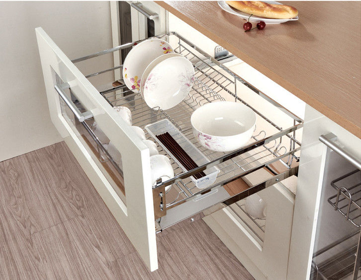 Bowel And Dish Stainless Steel Kitchen Storage Baskets Pull - Out Drawer