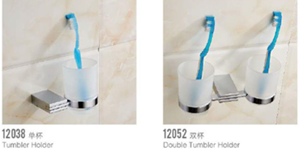 Polished Tunbler Cup Holder Metal Bathroom Accessories Zinc Tumbler Brush Holder