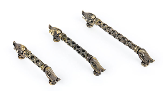 High End Hardware Pull Handles Floral Openwork Pattern 24K Gold Plated