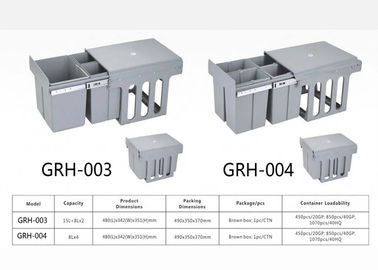ABS Plastic Built - In Table Kitchen Garbage Bins Long Working Life Grey Blue Color